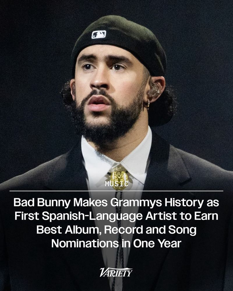 MUSIC
Bad Bunny Makes Grammys History as First Spanish-Language Artist to Earn Best Album, Record and Song Nominations in One Year
VARIETY