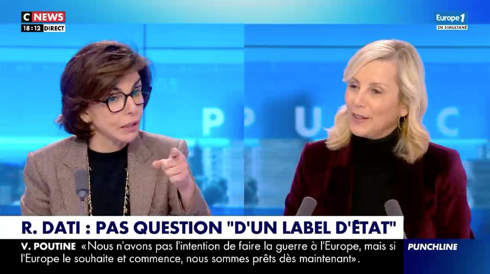 Rachida Dati et Laurence Ferrari sur le plateau de CNews le 2 décembre dernier à 18h12.