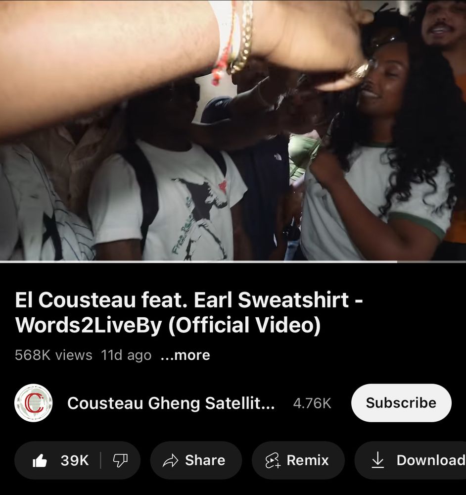 Screenshot from YouTube 

El Cousteau feat. Earl Sweatshirt - Words2LiveBy (Official Video)