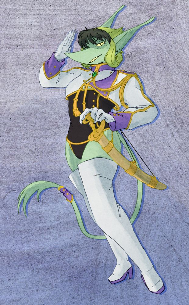 Drawing of my character Gael dressed like in a Chiester Sister outfit from Umineko when they cry.
