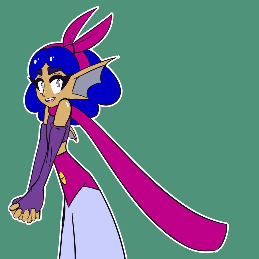 a blue haired half mermaid is clasping hands together and smiling 