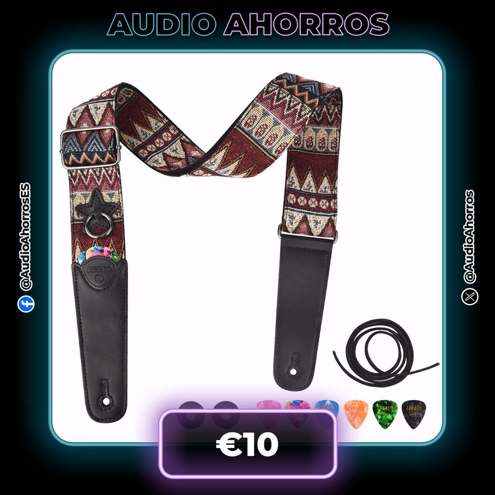 LEKATO-Soporte de correa para guitarra, LGS-3 de correa para bajo eléctrico acústico, piezas de cinturón para guitarra con 6 púas