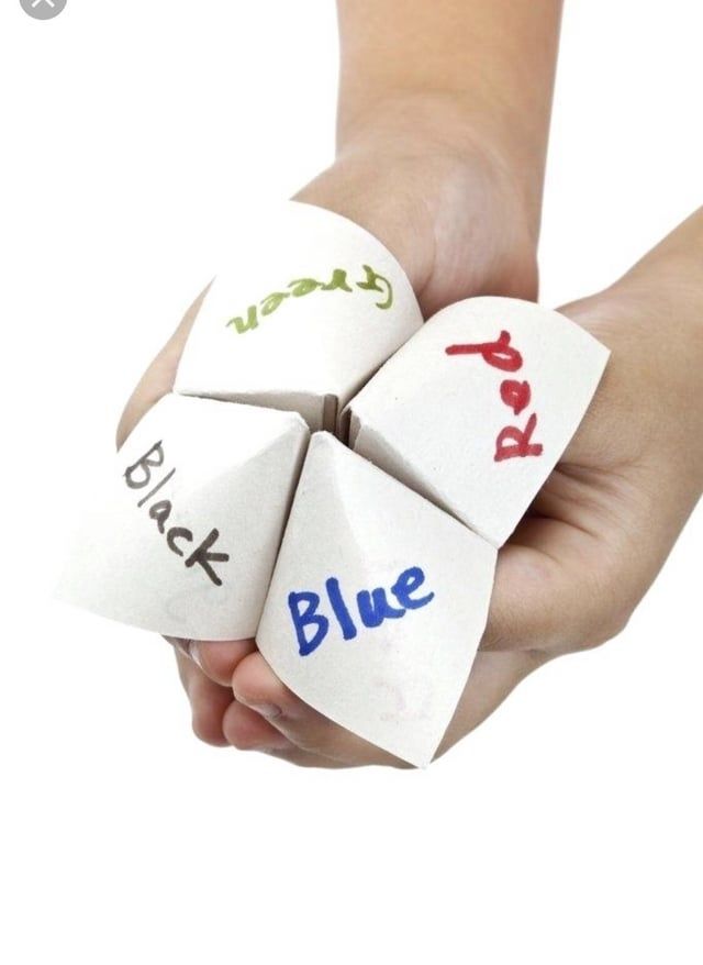 That "fortune teller" thing we used to play with in school in the 90s. I never knew how to fold these things, so props to anyone who could.