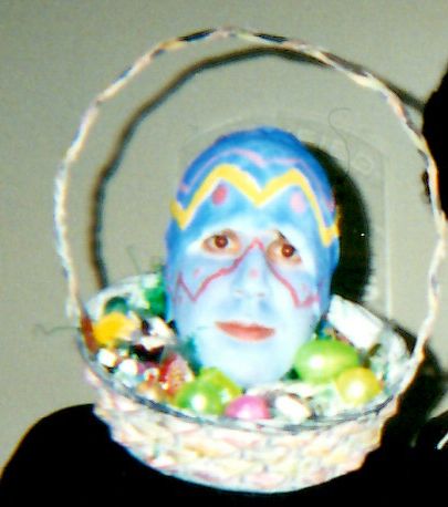 Jeff terrorizes the world as a painted Easter egg in Halloween costume, circa 2000.  
