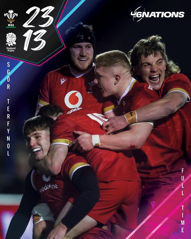 Wales under 20 team beat England 23 points to 13 