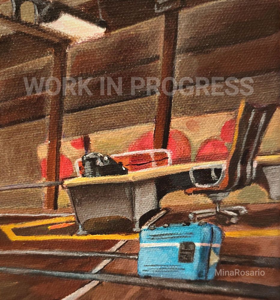 Snippet of a painting in progress of TF2 RED base from the map Teufort