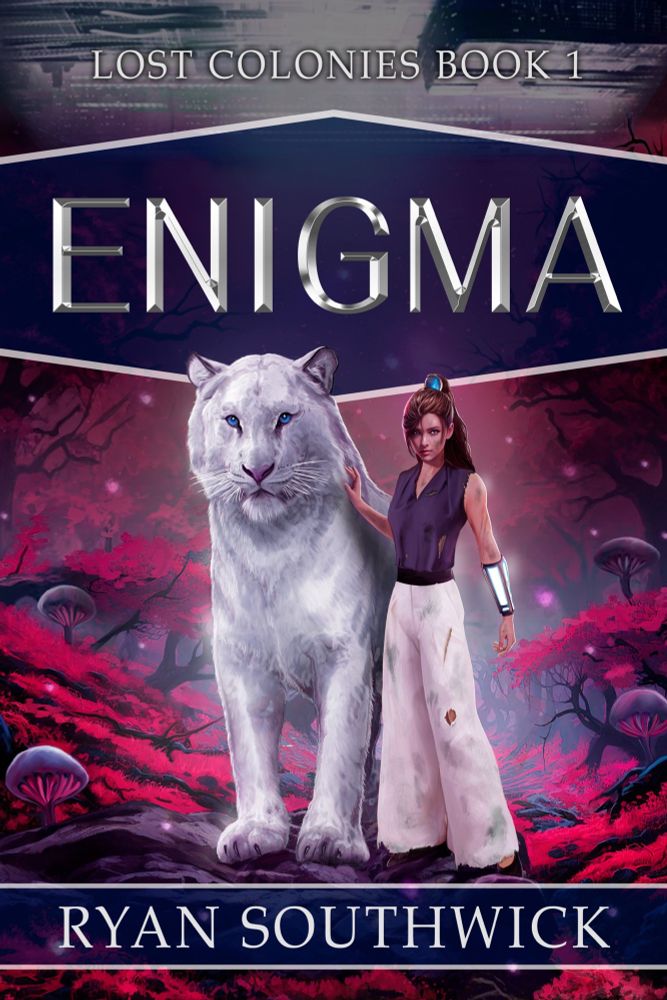 Cover of Enigma - a woman with a giant white tiger