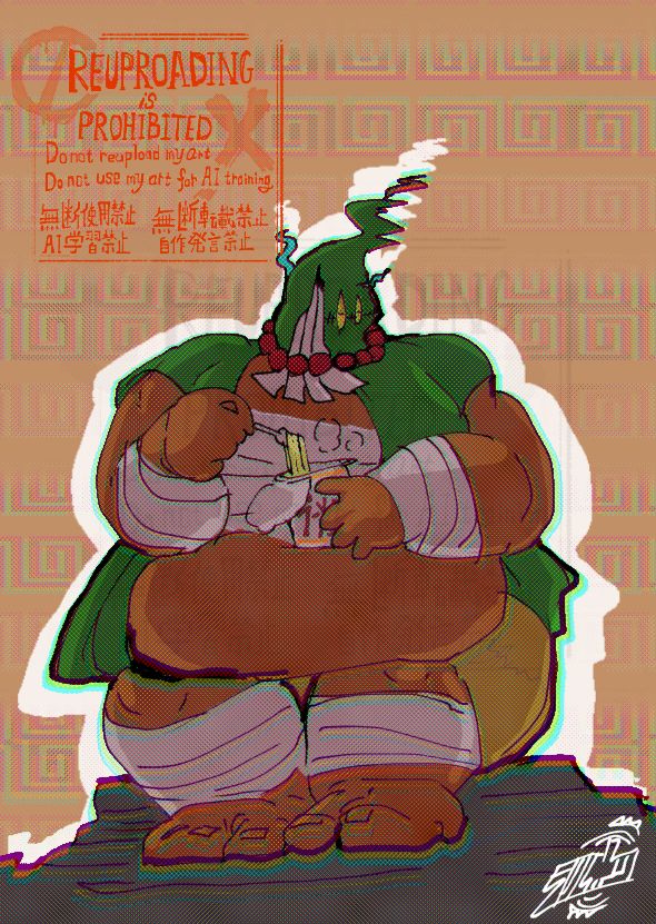 超久々に描いたのが魔術が解けてる姿なラーメン好き魔術師フェイロウ🍜
#夢宙食　#OC