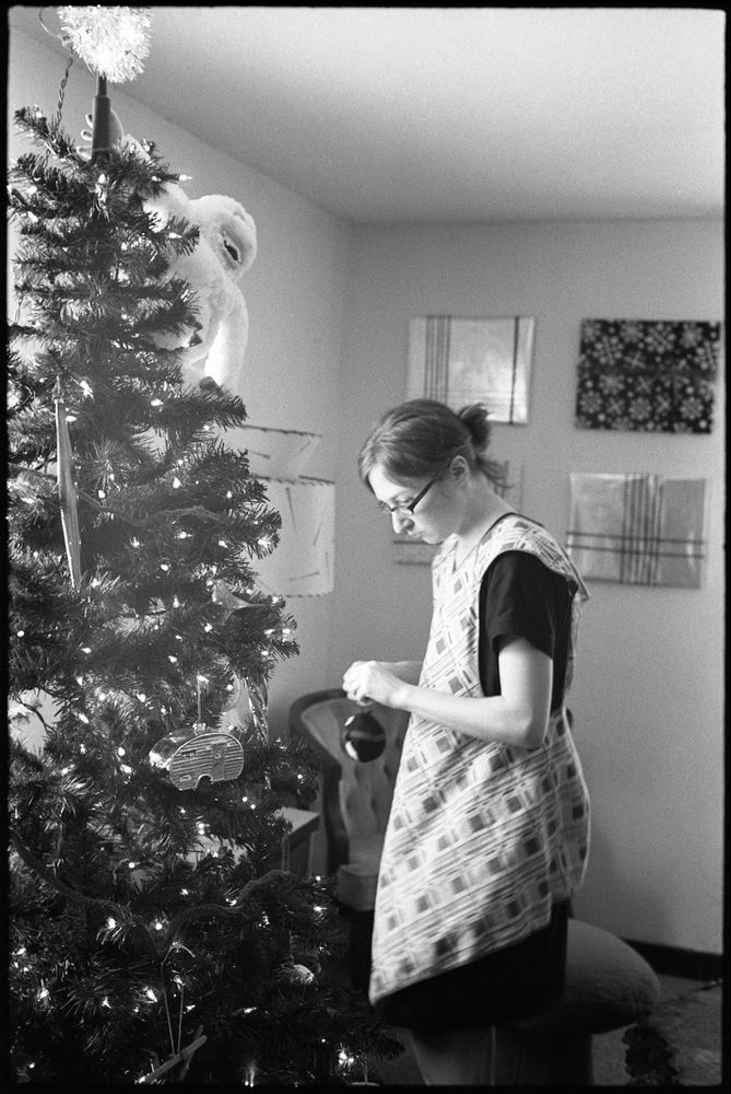 Kayla decorating the Kitschmas Tree, 2012
