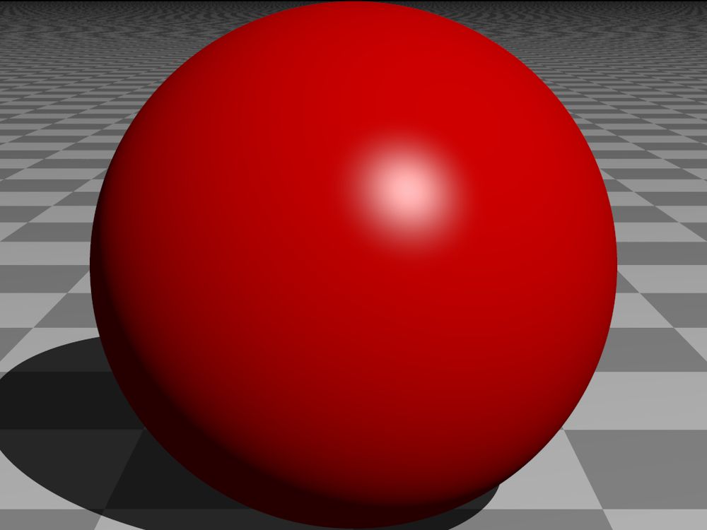 Enkel, perfekt raud ball med lysrefleks og skugge, på sjakkbrettmønstra uendeleg stort golv.