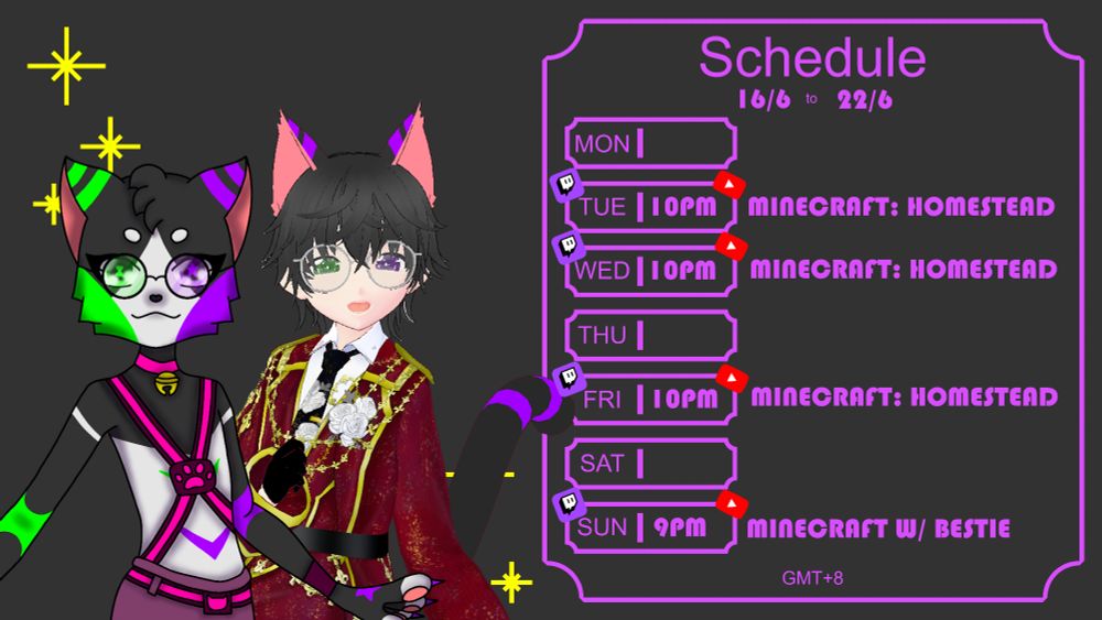 Stream Schedule for 16/6 to 22/6