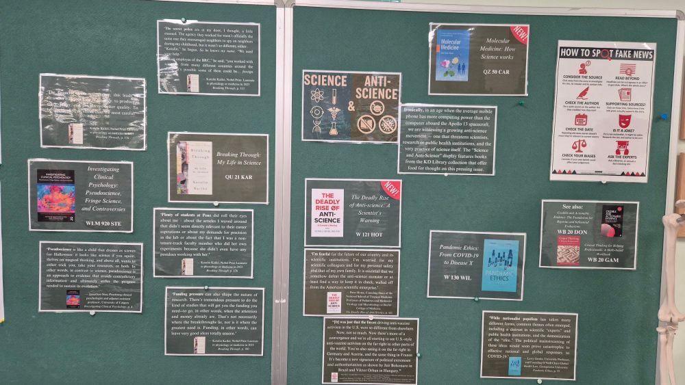 Keyll Darree Library, the Isle of Man's only health and social care library, puts out a new display on the theme of Science and Anti-Science.