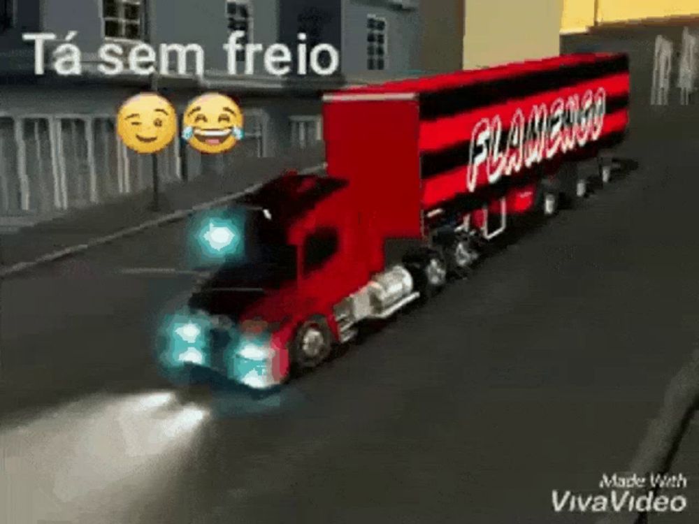 a red and black truck with flamengo written on the side