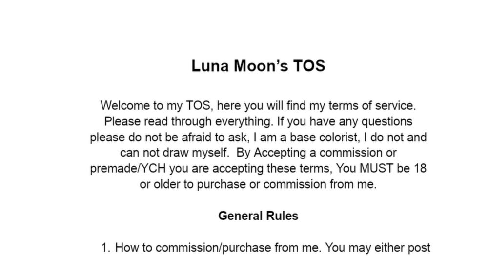 Luna Moon's TOS