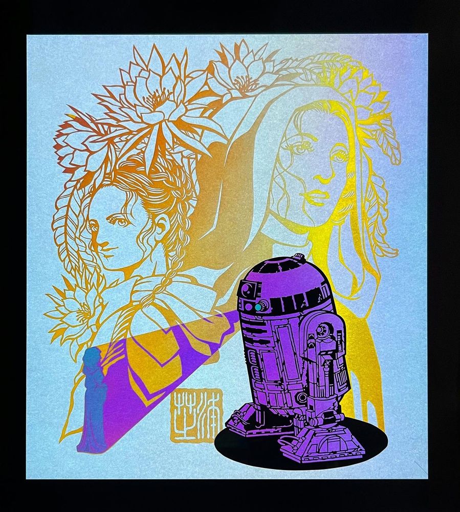 Leia Organa and R2D2 fanart スターウォーズ切り絵