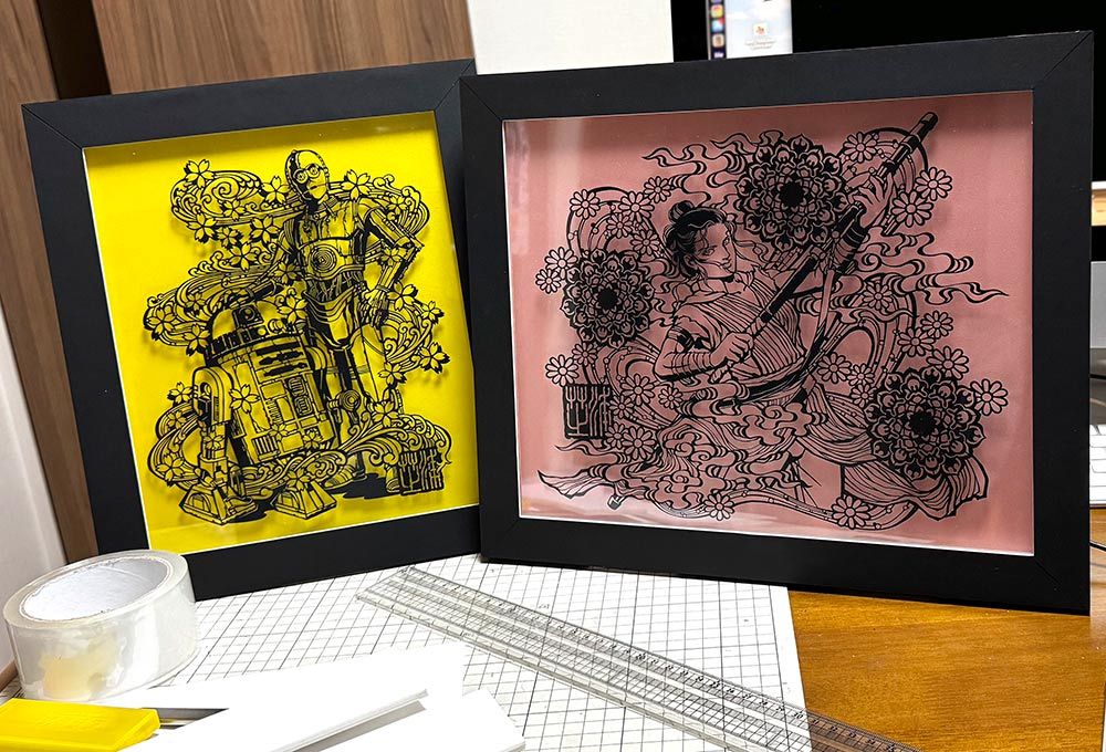 C-3PO&R2-D2 / Rey Skywalker paper cutting art 
#スターウォーズセレブレーション