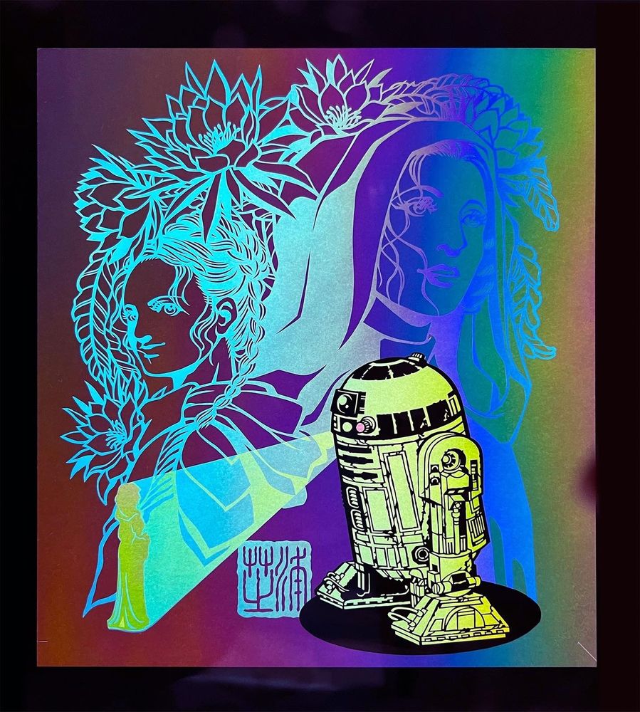 Leia Organa and R2D2 fanart スターウォーズ切り絵