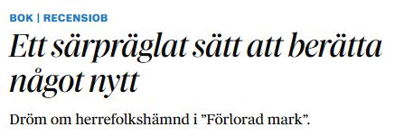 Bok | Recensiob. 
Ett särpräglat sätt att berätta något nytt
Dröm om herrefolkshämnd i "Förlorad mark". 