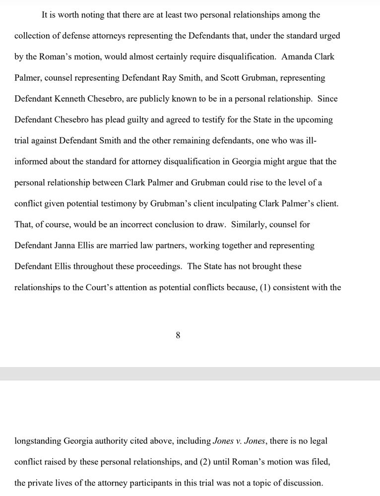 quote from the motion pointing out that personal relationships between defense counsels in the RICO case also exist.