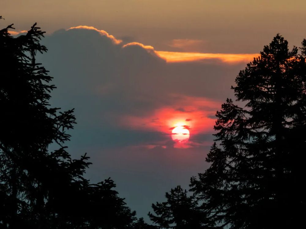 fire red sunrise over cascades