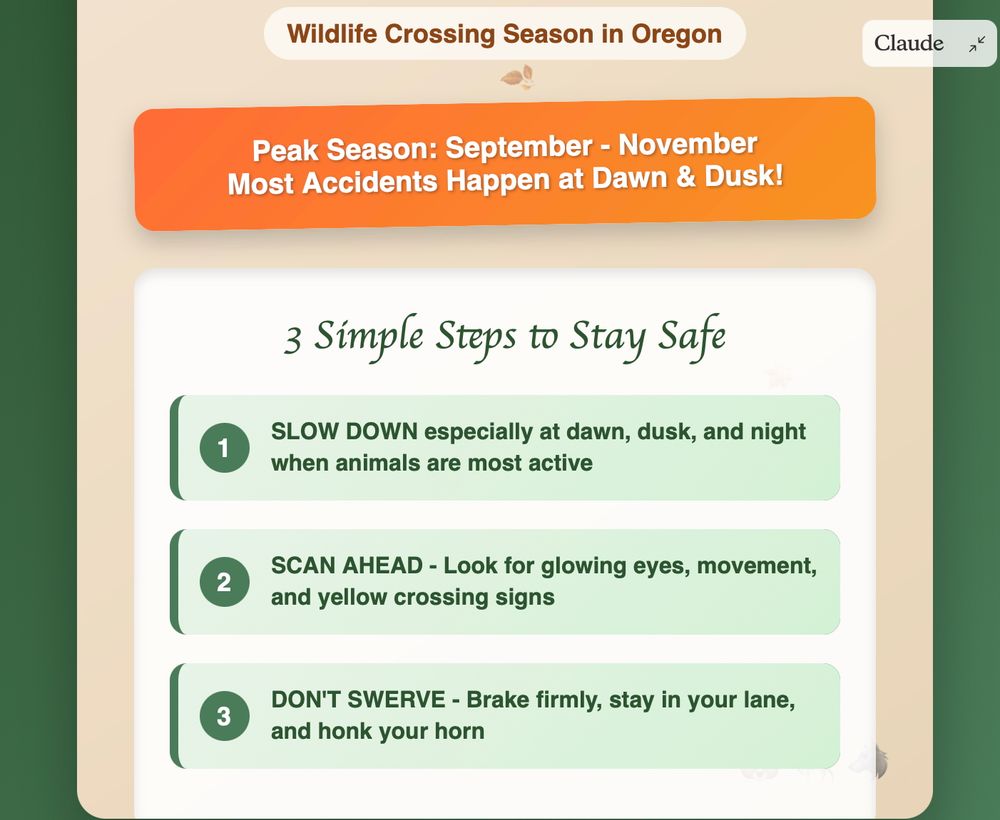 poster for 3 steps to drive safely in autumn when wildlife deaths peak