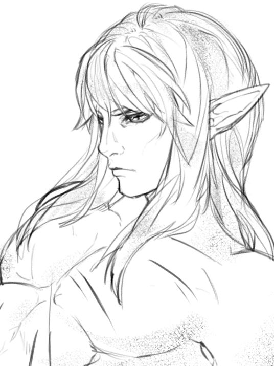 sketch of final fantasy 14 character, estinien