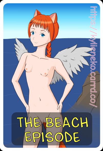 Trans trading card of Kylie "The Beach Episode", Nude variant with white border.