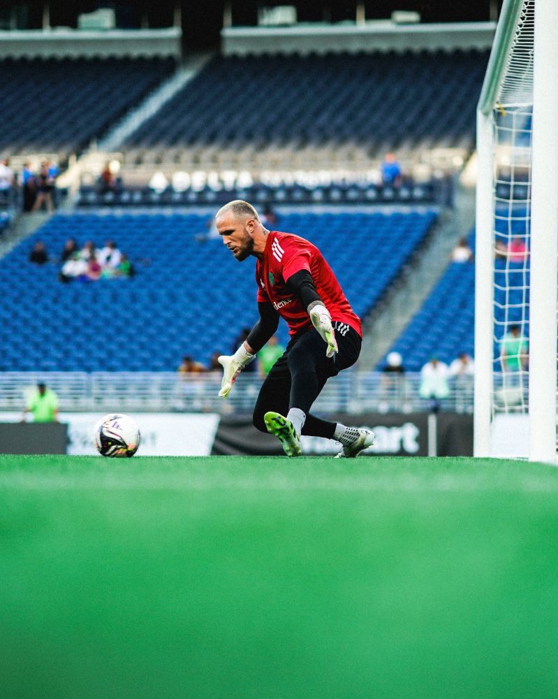 Stefan Frei during pre-match warmups.