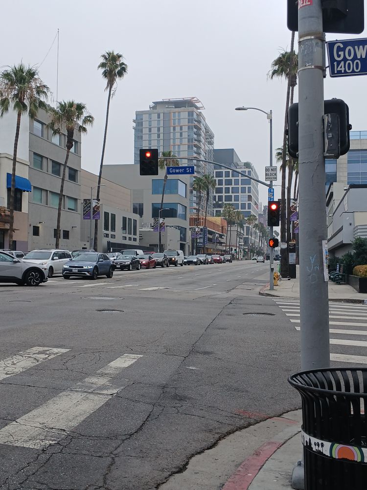 A corner in Los Angeles- Sunset & Gower from the east with nothing on fire
