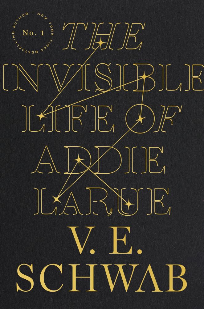 Book cover to the invisible life of Addie larue by VE Schwab 