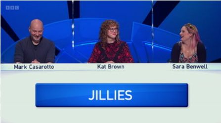 Me, Kate and Sara repping the indefatigable Jilly Cooper on Only Connect as "The Jillies"