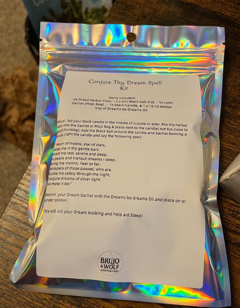 S nicely packaged spell kit, called Cojure Thy Dreams, from Brujo & Wolf Apothecary