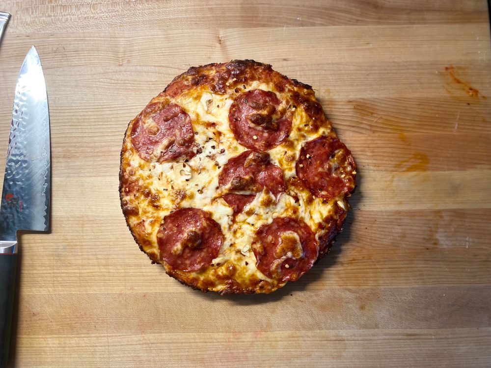 cast iron salami pizza
