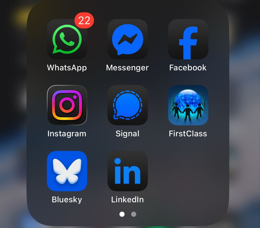 Screenshot of from my phone. Different social platforms’ icons. Bluesky Icon now with some 3D effect.