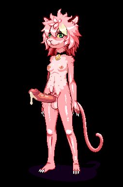 #furryart #art #pink #nude #cock

pixel art of a trans fem pink anthro cat with her dick out and dripping