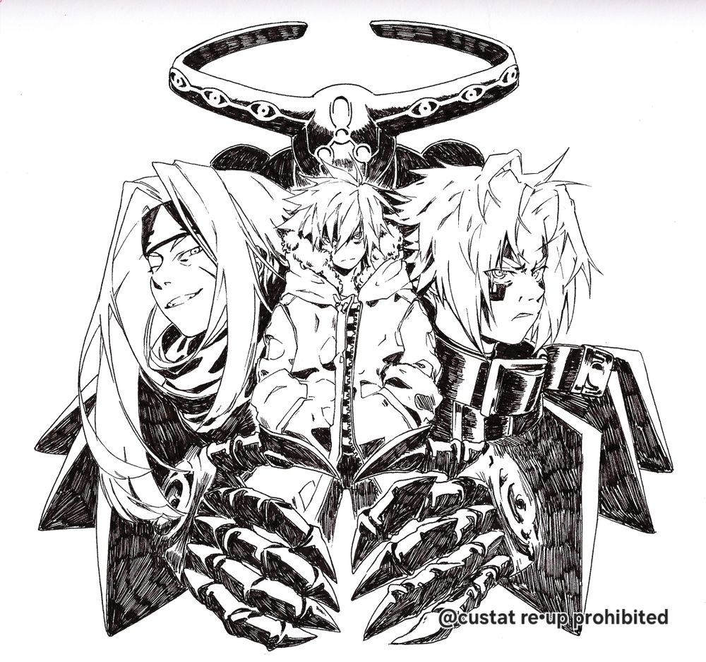 Ink drawing ft Skeith, Sora, Ryou and Haseo from .hack//