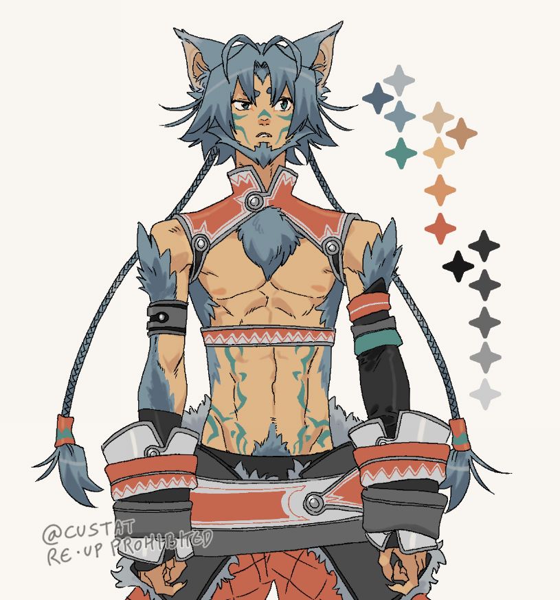 drawing of a .hack// original PC, Lei tribe tribal grappler