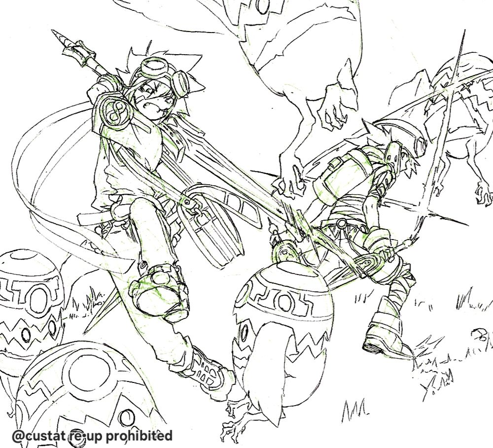 Tokio and Kite from .hack// fighting Chickies