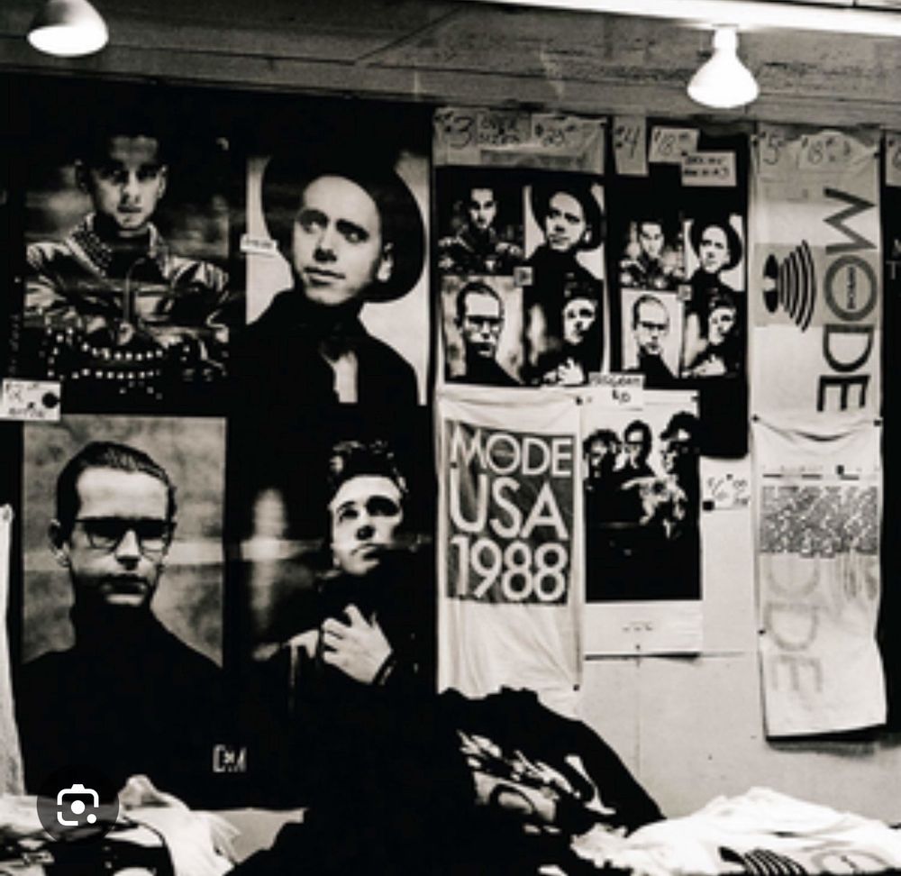 Depeche Mode 101 live album cover featuring the faces of the 4 band members.