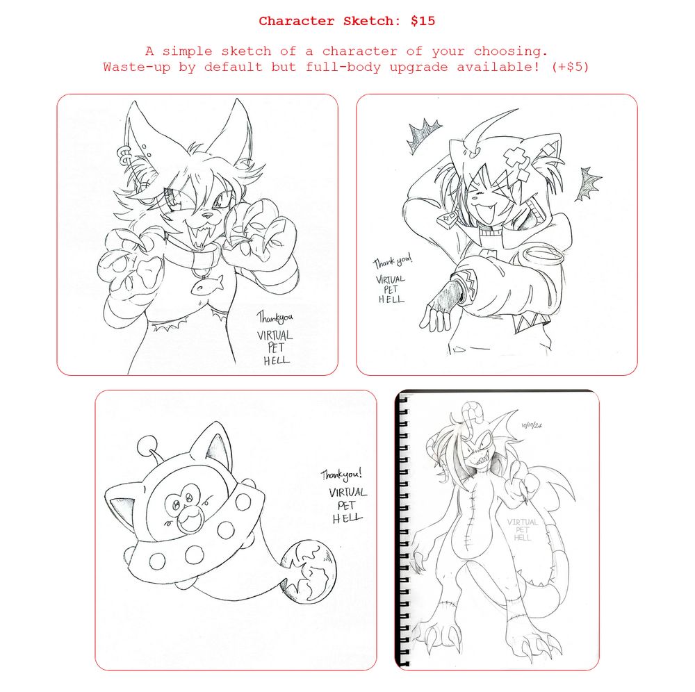 Character Sketch: $15
A simple sketch of a character of your choosing.
Waste-up by default but full-body upgrade available! (+$5)