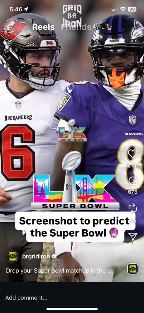 Screenshot to predict the Super Bowl and it’s the Bucs and Ravens 