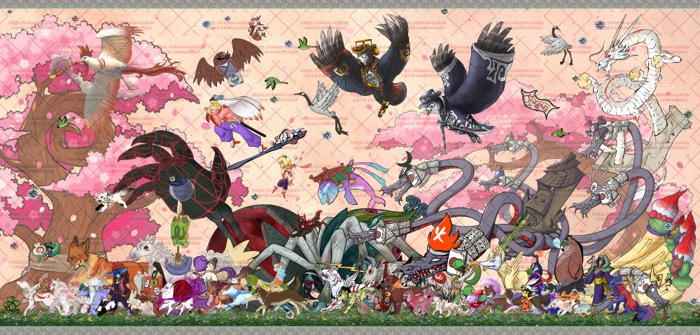 Huge Okami and Okamiden collaborative illustration depicting over 50 characters and more!
