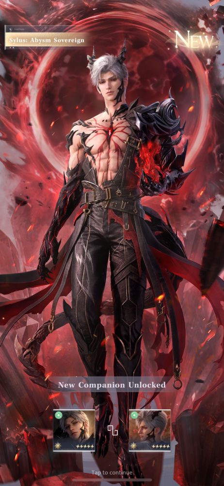 Screenshot of Sylus: Abysm Sovereign as an unlocked new companion.