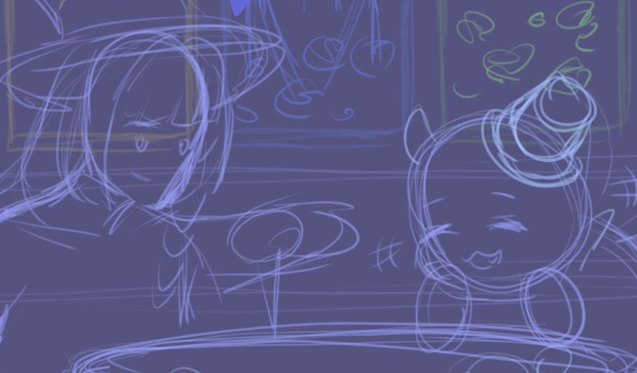 digital rough sketch wip of a girl and a creature