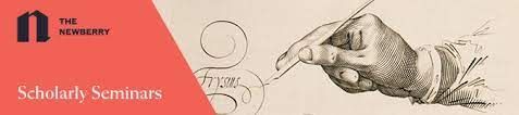 Banner for the seminar series, featuring an engraving of a hand writing in cursive.