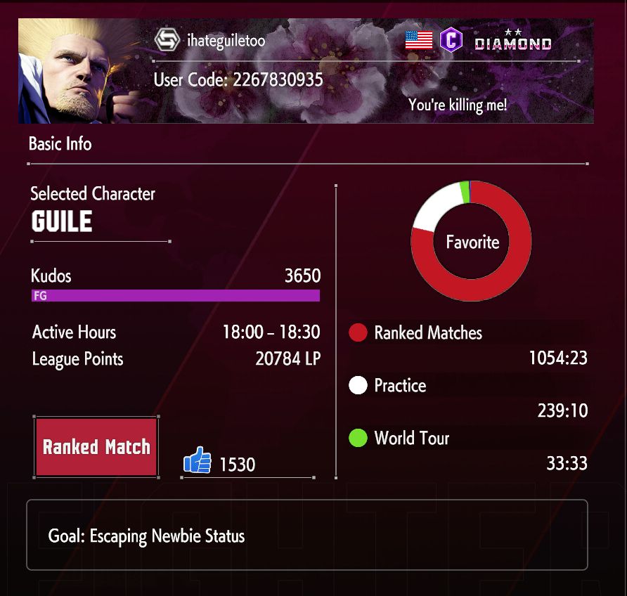 High level SF6 player learning Guile and his name is "ihateguiletoo"