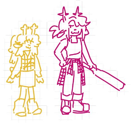 noelle and dess stand next to eachother, smiling, and dess is holding her bat.