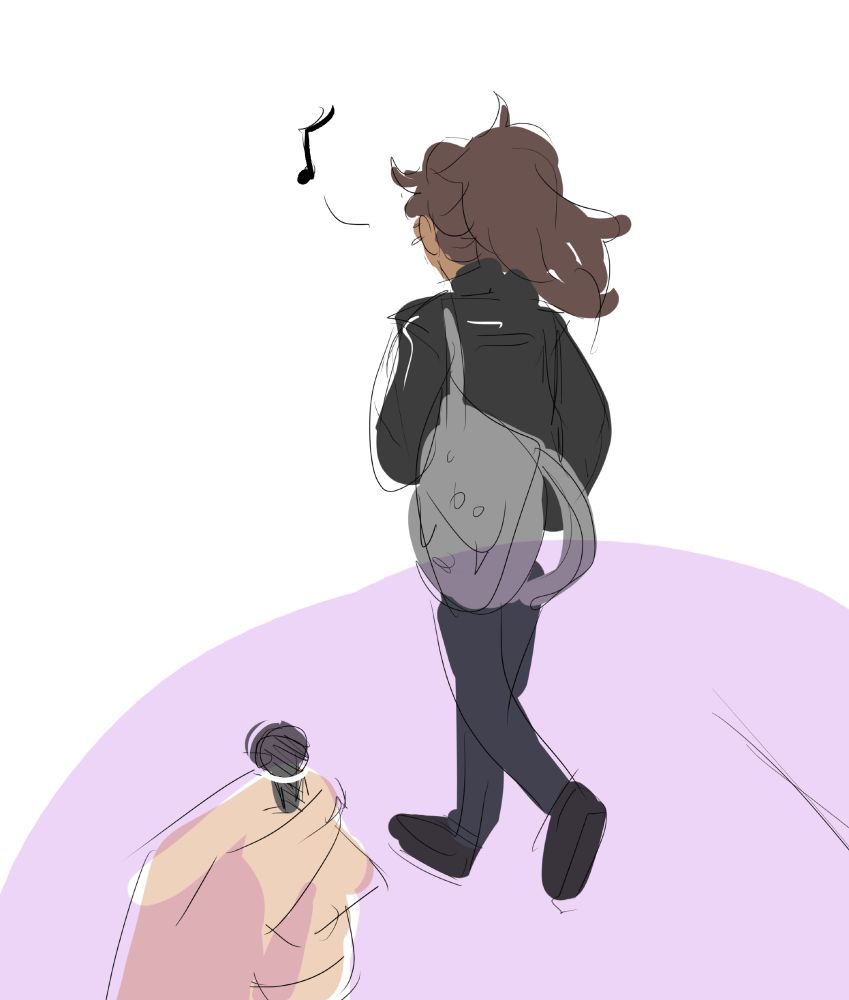 catra continues walking away, whistling, while the viewer holds the tiny microphone in silence