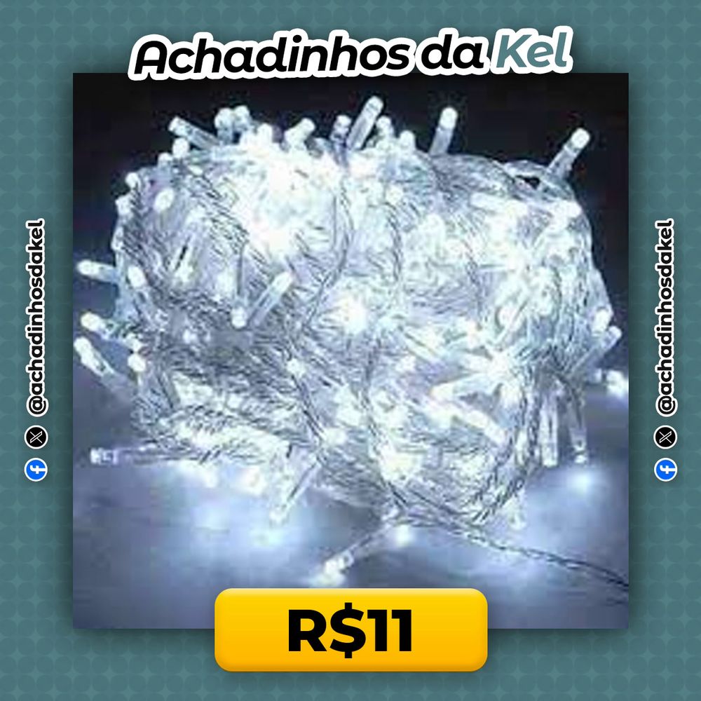 Pisca Pisca Natal Cordão 100 Leds 10m 8 Funções Varias Cores 110v