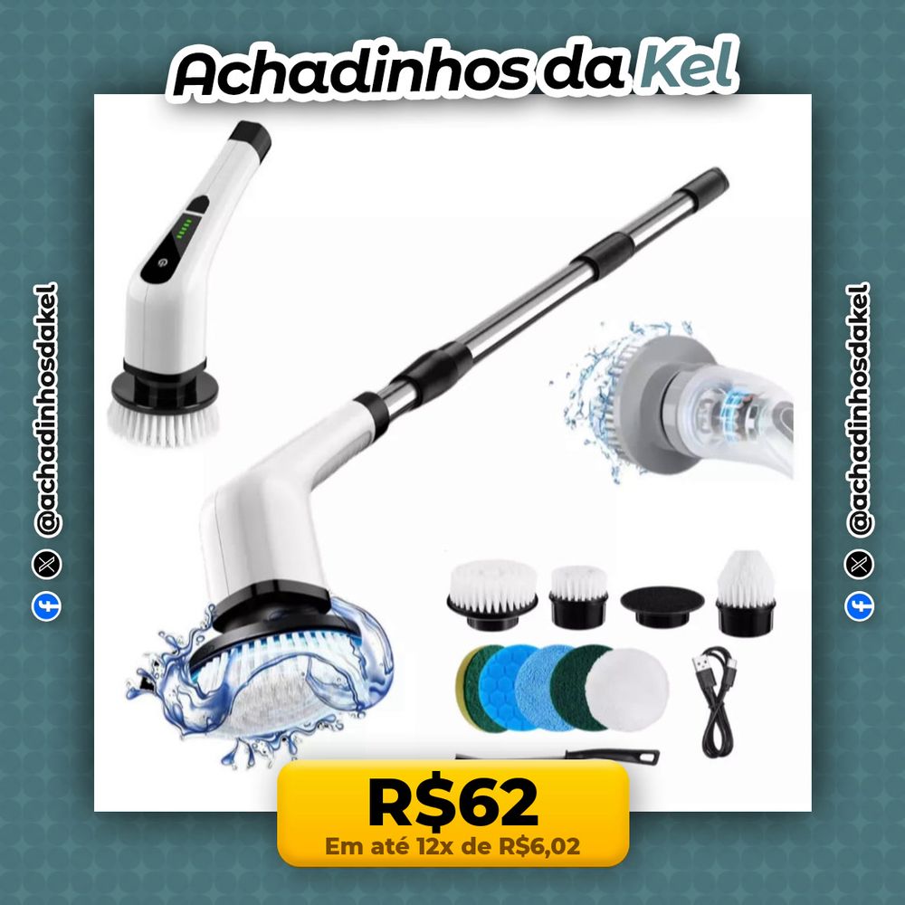 Esfregão Elétrico 9 Em 1 Sem fio Escova De Limpeza Pesada Multiuso